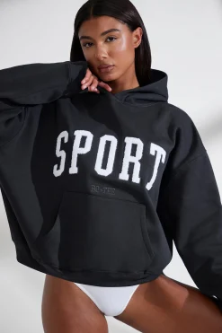Oh Polly Tracksuits | Sweatshirts^Oversized Hooded Sweatshirt in Black
