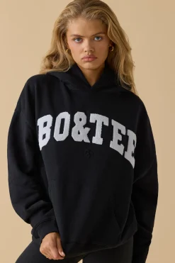 Oh Polly Tracksuits^Oversized Hooded Sweatshirt in Black