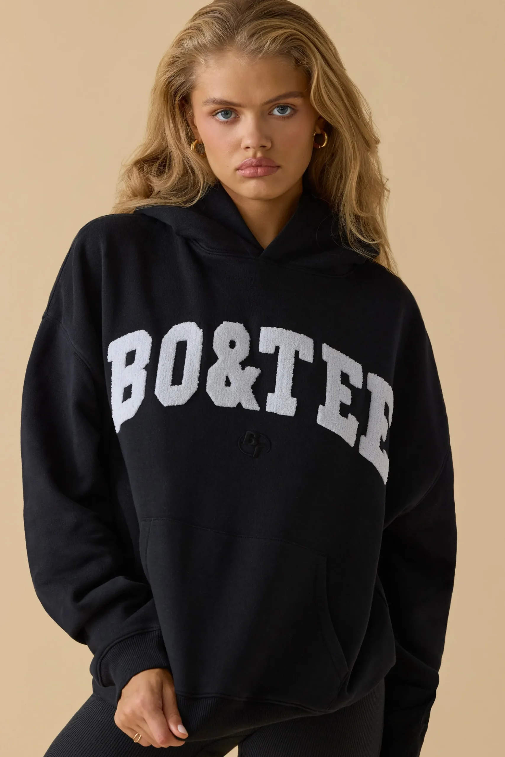 Oh Polly Tracksuits^Oversized Hooded Sweatshirt in Black