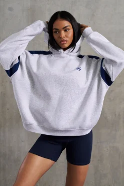 Oh Polly Sweatshirts^Oversized Hooded Sweatshirt in Heather Grey HeatherGrey