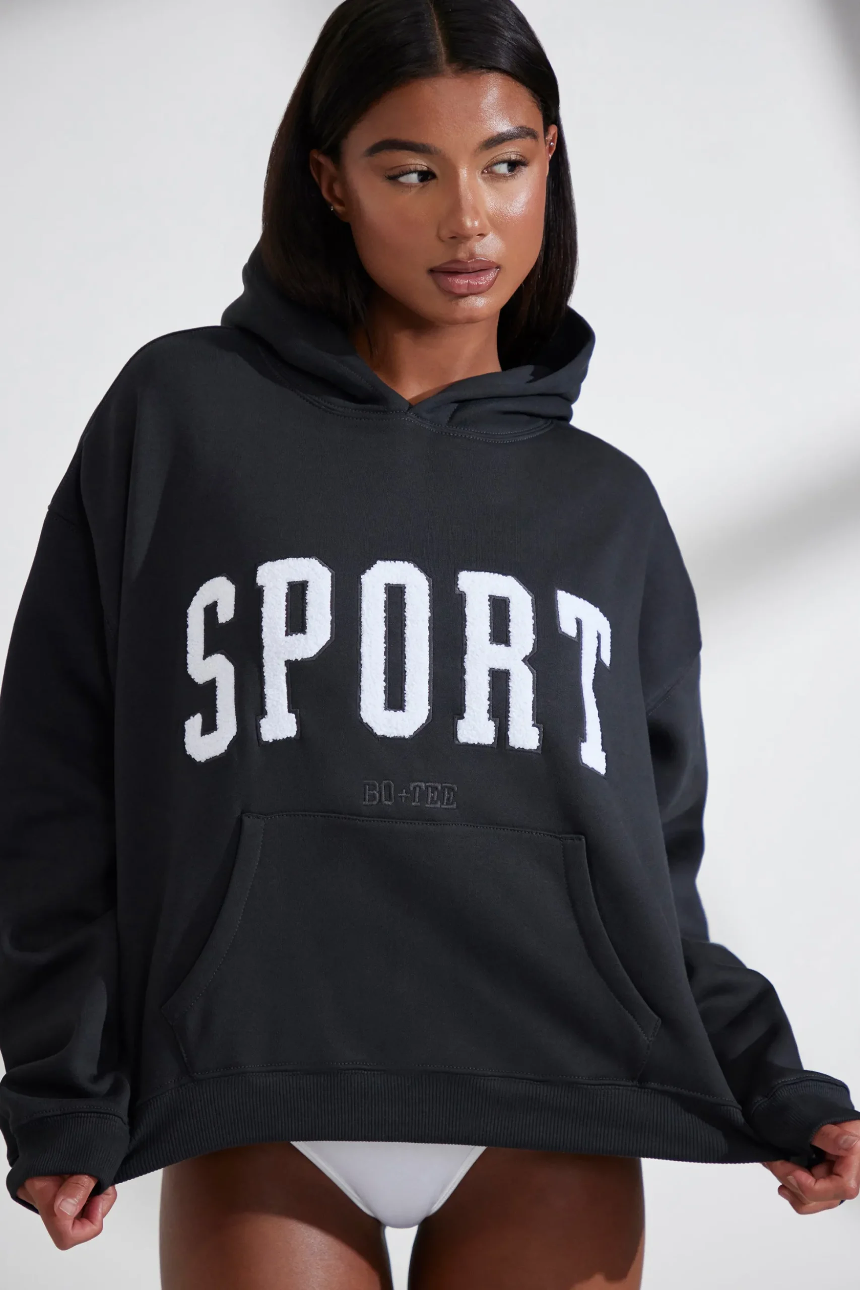 Oh Polly Tracksuits | Sweatshirts^Oversized Hooded Sweatshirt in Black
