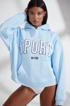 Oh Polly Tracksuits^Oversized Hooded Sweatshirt in Baby Blue BabyBlue