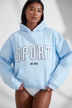 Oh Polly Tracksuits^Oversized Hooded Sweatshirt in Baby Blue BabyBlue