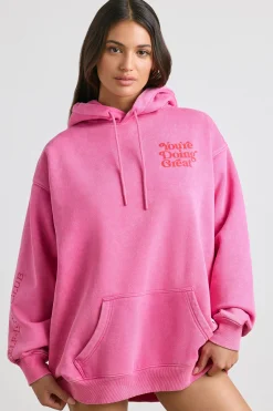 Oh Polly Tracksuits | Sweatshirts^Oversized Hoodie in Hot Pink HotPink