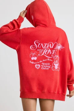 Oh Polly Tracksuits | Sweatshirts^Oversized Hoodie in Red