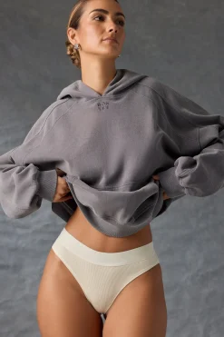 Oh Polly Tracksuits^Oversized Hoodie in Washed Charcoal WashedCharcoal