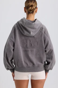 Oh Polly Tracksuits^Oversized Hoodie in Washed Charcoal WashedCharcoal