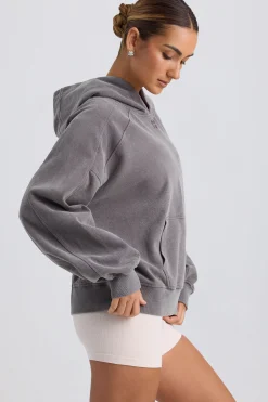 Oh Polly Tracksuits^Oversized Hoodie in Washed Charcoal WashedCharcoal