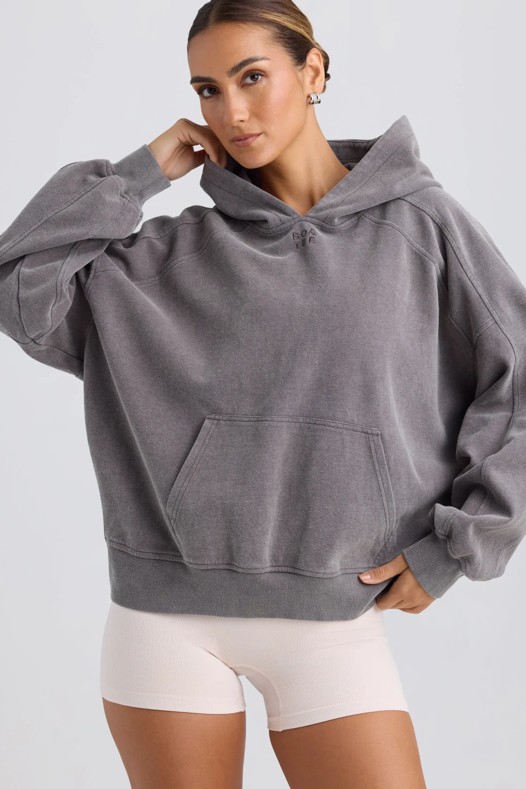 Oh Polly Tracksuits^Oversized Hoodie in Washed Charcoal WashedCharcoal