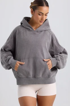 Oh Polly Tracksuits^Oversized Hoodie in Washed Charcoal WashedCharcoal