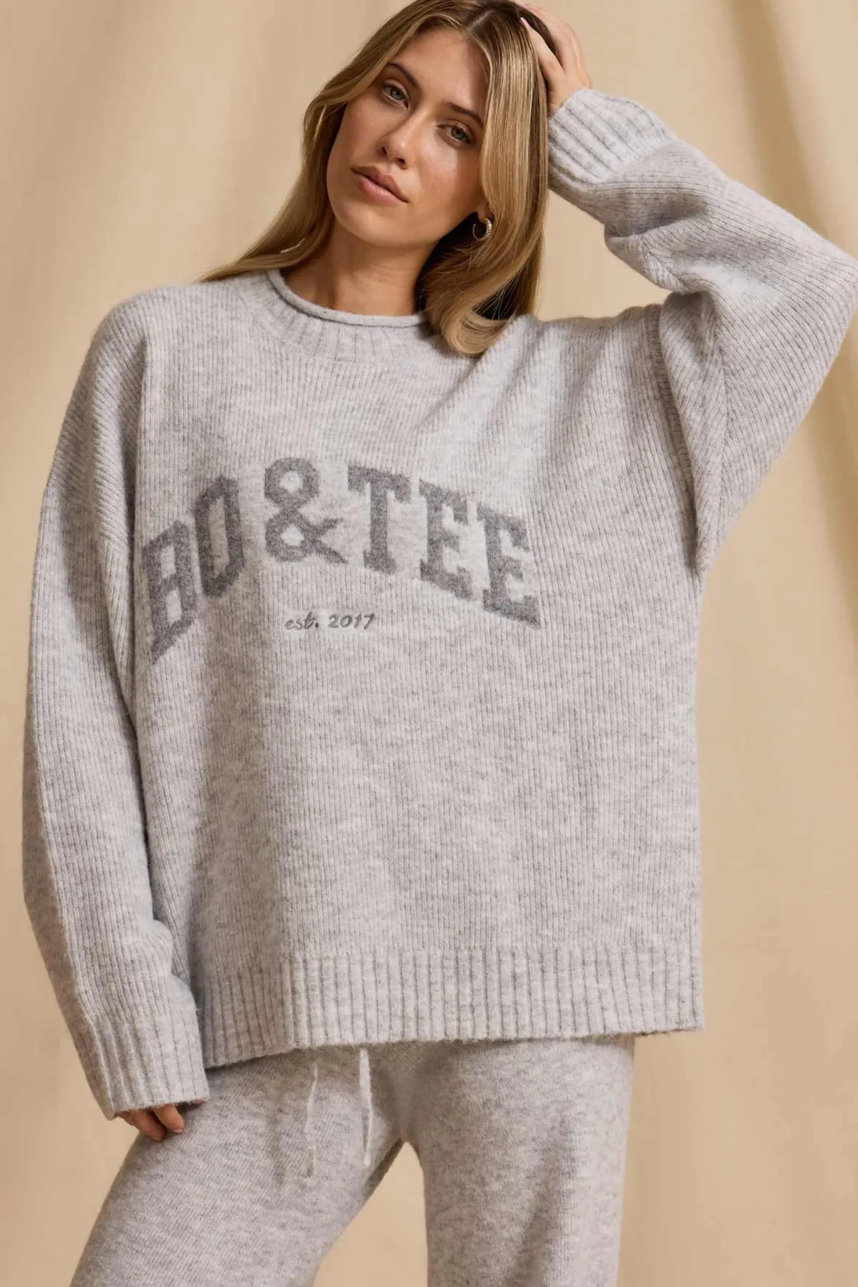 Oh Polly Knitwear | Tracksuits^Oversized Knit Jumper in Ice Marl IceMarl