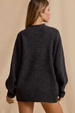 Oh Polly Knitwear | Tracksuits^Oversized Knit Jumper in Charcoal Marl CharcoalMarl