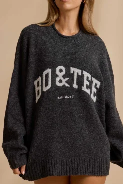 Oh Polly Knitwear | Tracksuits^Oversized Knit Jumper in Charcoal Marl CharcoalMarl