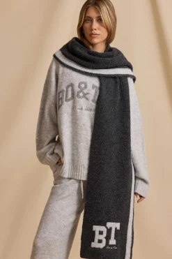 Oh Polly Knitwear^Oversized Knit Scarf in Charcoal Marl CharcoalMarl