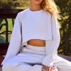 Oh Polly Tops^Oversized Long Sleeve Crop Top in Heather Grey HeatherGrey