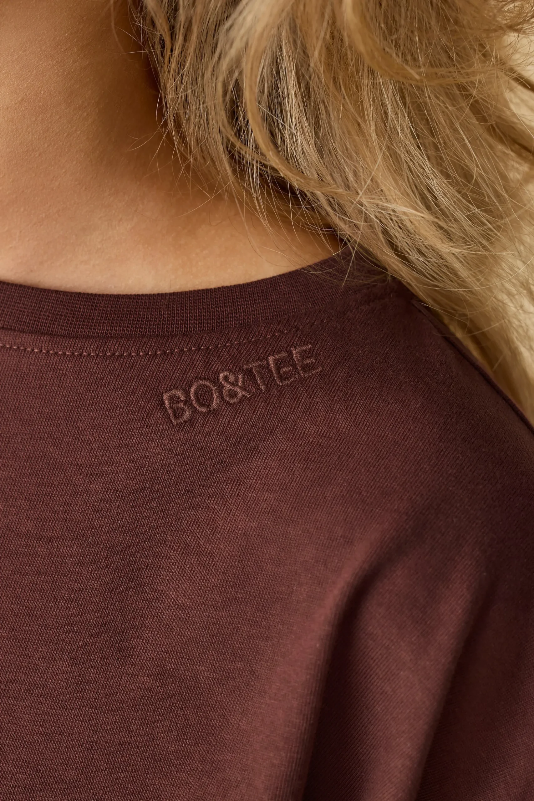 Oh Polly Tops^Oversized Long Sleeve Crop Top in Mahogany
