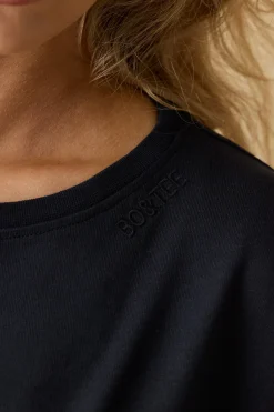 Oh Polly Tops^Oversized Long Sleeve Crop Top in Black
