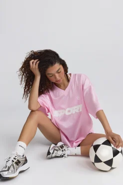 Oh Polly Tops^Oversized Piqué T-Shirt in Baby Pink BabyPink