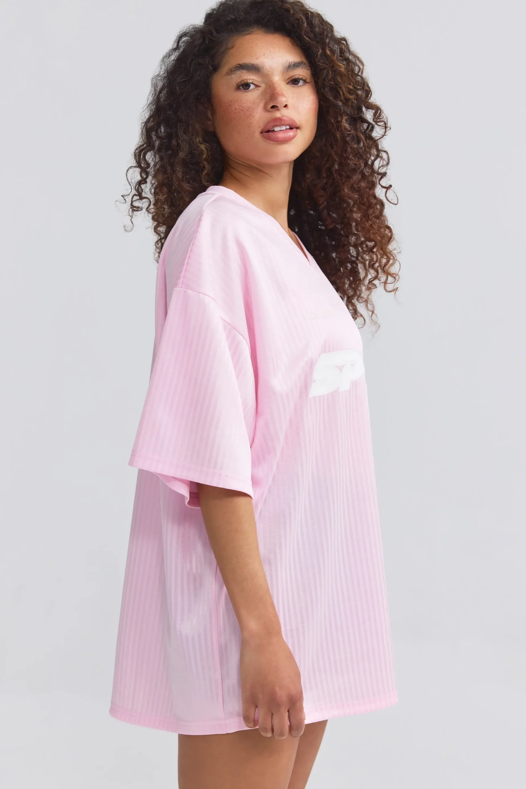 Oh Polly Tops^Oversized Piqué T-Shirt in Baby Pink BabyPink