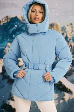 Oh Polly Coats | Tops^Oversized Quilted Hooded Ski Jacket in Ice Blue IceBlue