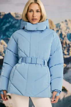 Oh Polly Coats | Tops^Oversized Quilted Hooded Ski Jacket in Ice Blue IceBlue