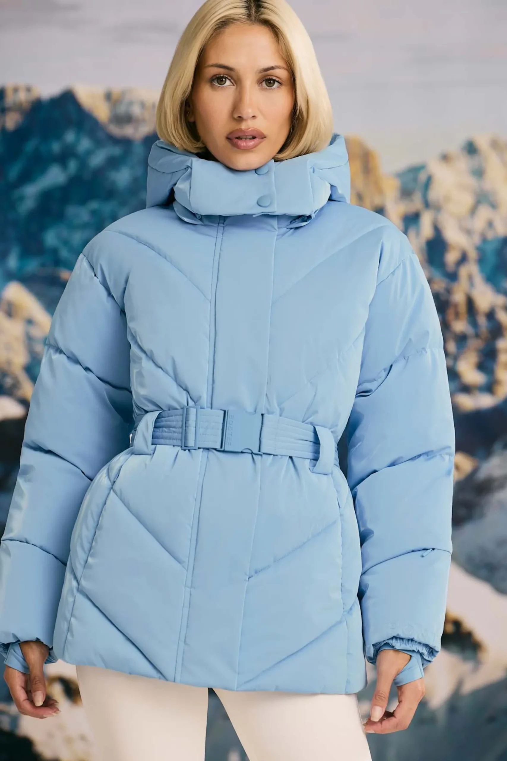 Oh Polly Coats | Tops^Oversized Quilted Hooded Ski Jacket in Ice Blue IceBlue