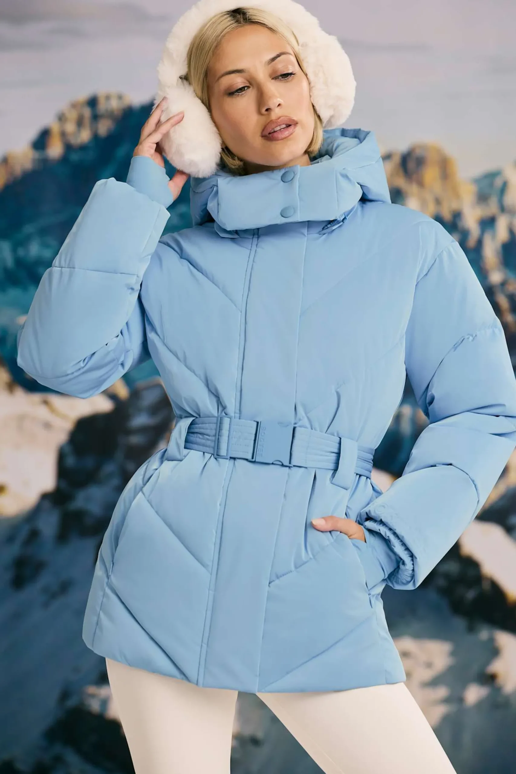 Oh Polly Coats | Tops^Oversized Quilted Hooded Ski Jacket in Ice Blue IceBlue