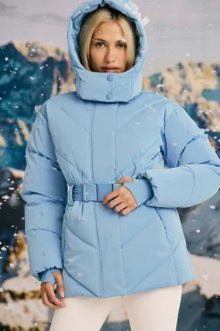 Oh Polly Coats | Tops^Oversized Quilted Hooded Ski Jacket in Ice Blue IceBlue