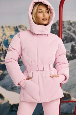 Oh Polly Coats | Tops^Oversized Quilted Hooded Ski Jacket in Pastel Pink PastelPink