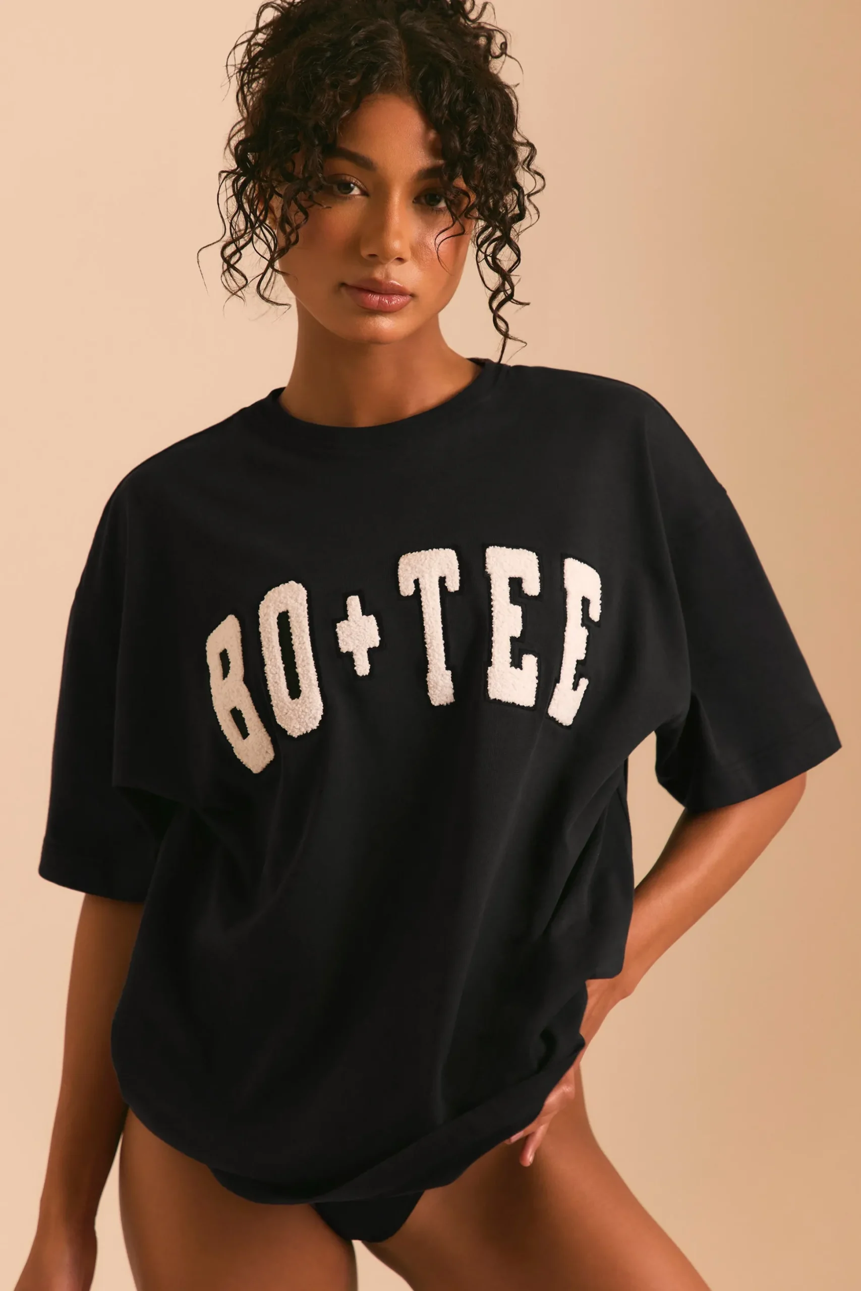 Oh Polly Tee'S & Tanks^Oversized Short Sleeve T-Shirt in Black