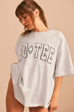 Oh Polly Tee'S & Tanks^Oversized Short Sleeve T-Shirt in Heather Grey HeatherGrey