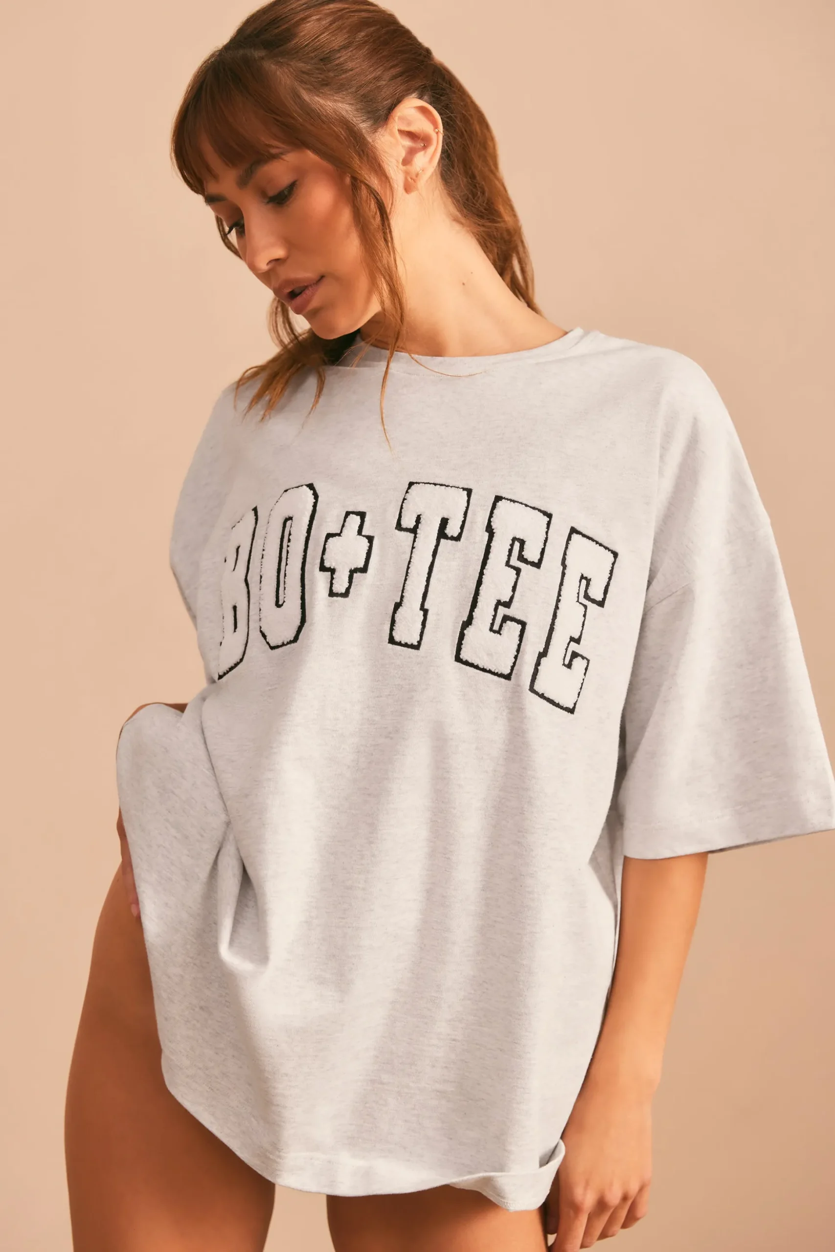 Oh Polly Tee'S & Tanks^Oversized Short Sleeve T-Shirt in Heather Grey HeatherGrey