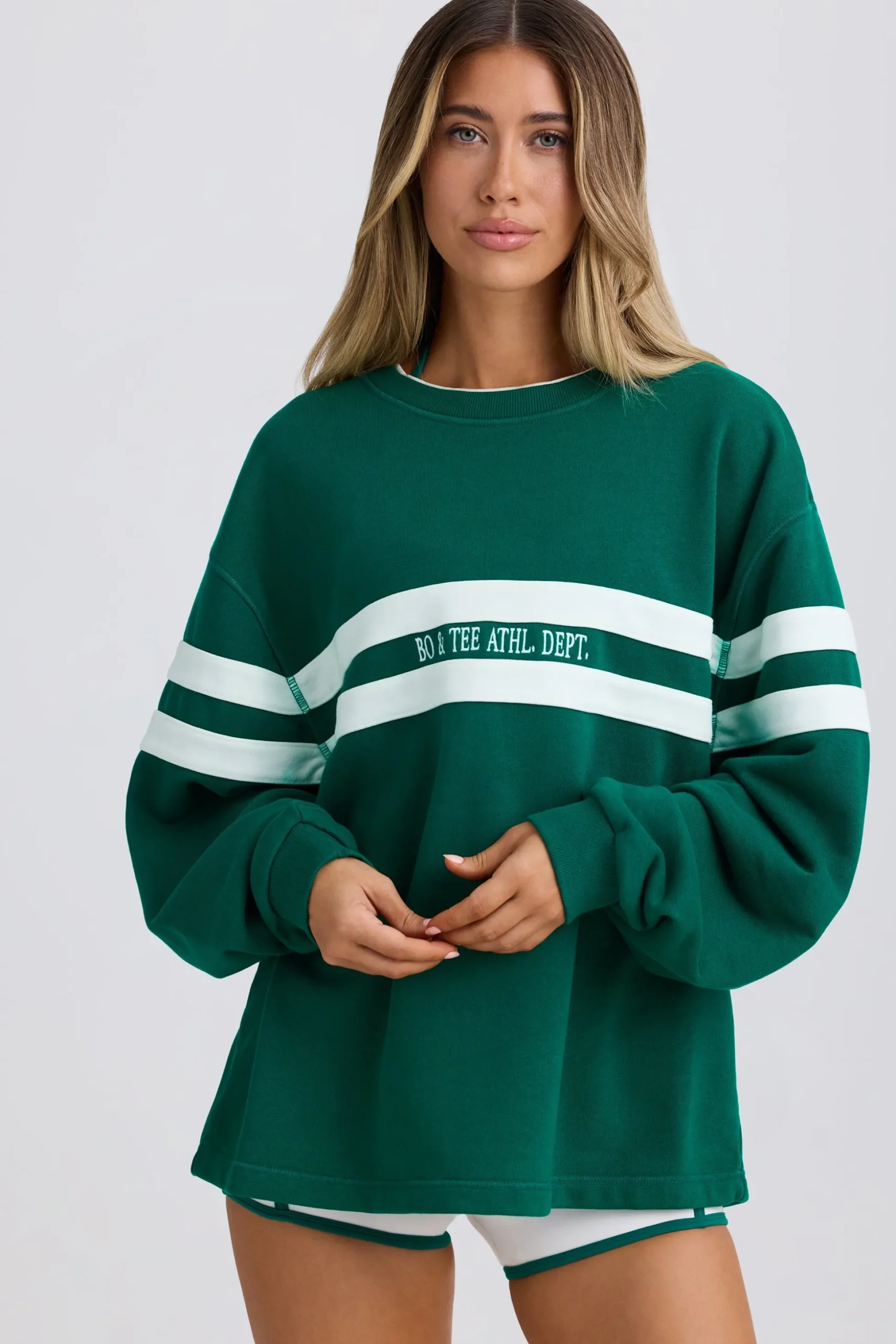 Oh Polly Tracksuits^Oversized Sweatshirt in Varsity Green VarsityGreen