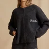 Oh Polly Knitwear^Oversized Zip-Up Cardigan in Charcoal Marl CharcoalMarl