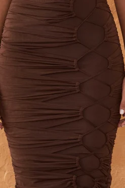 Oh Polly Women'S Clothing Sale - $65 And Under | Women'S Clothing Sale - $40 And Under^Paneled Drawstring Midi Dress in Chocolate