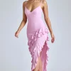 Oh Polly Wedding Guest^Panelled Ruffle Evening Gown in Baby Pink BabyPink