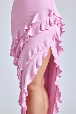 Oh Polly Wedding Guest^Panelled Ruffle Evening Gown in Baby Pink BabyPink