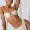 Oh Polly Bikini Sets | Bikini Tops^Pearl-Detail Bandeau Bikini Top in Pearl White PearlWhite
