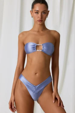 Oh Polly Bikini Sets | Bikini Tops^Pearl-Detail Bandeau Bikini Top in Lavender Purple LavenderPurple