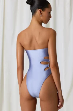 Oh Polly Swimsuits^Pearl-Detail Cut-Out Bandeau Swimsuit in Lavender Purple LavenderPurple