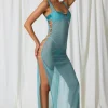Oh Polly Cover-Ups^Pearl-Detail Cut-Out Maxi Dress in Turquoise