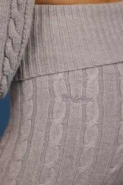Oh Polly Petite | Knitwear^Petite Cable-Knit Flared Trousers in Grey Marl GreyMarl