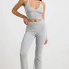 Oh Polly Petite^Petite Chunky Knit Kick Flare Trousers in Heather Grey HeatherGrey