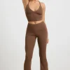 Oh Polly Petite^Petite Chunky Knit Kick Flare Trousers in Espresso