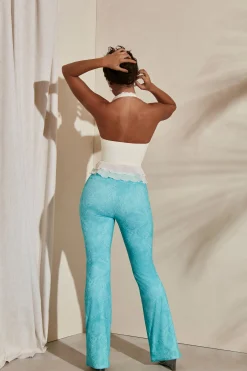 Oh Polly Women'S Clothing Sale - $65 And Under | Women'S Clothing Sale - $40 And Under^Petite Detail Flare Trousers in Teal Print TealPrint