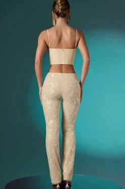 Oh Polly Women'S Clothing Sale - $65 And Under | Women'S Clothing Sale - $40 And Under^Petite Embellished Lace Low Rise Trousers in Ivory