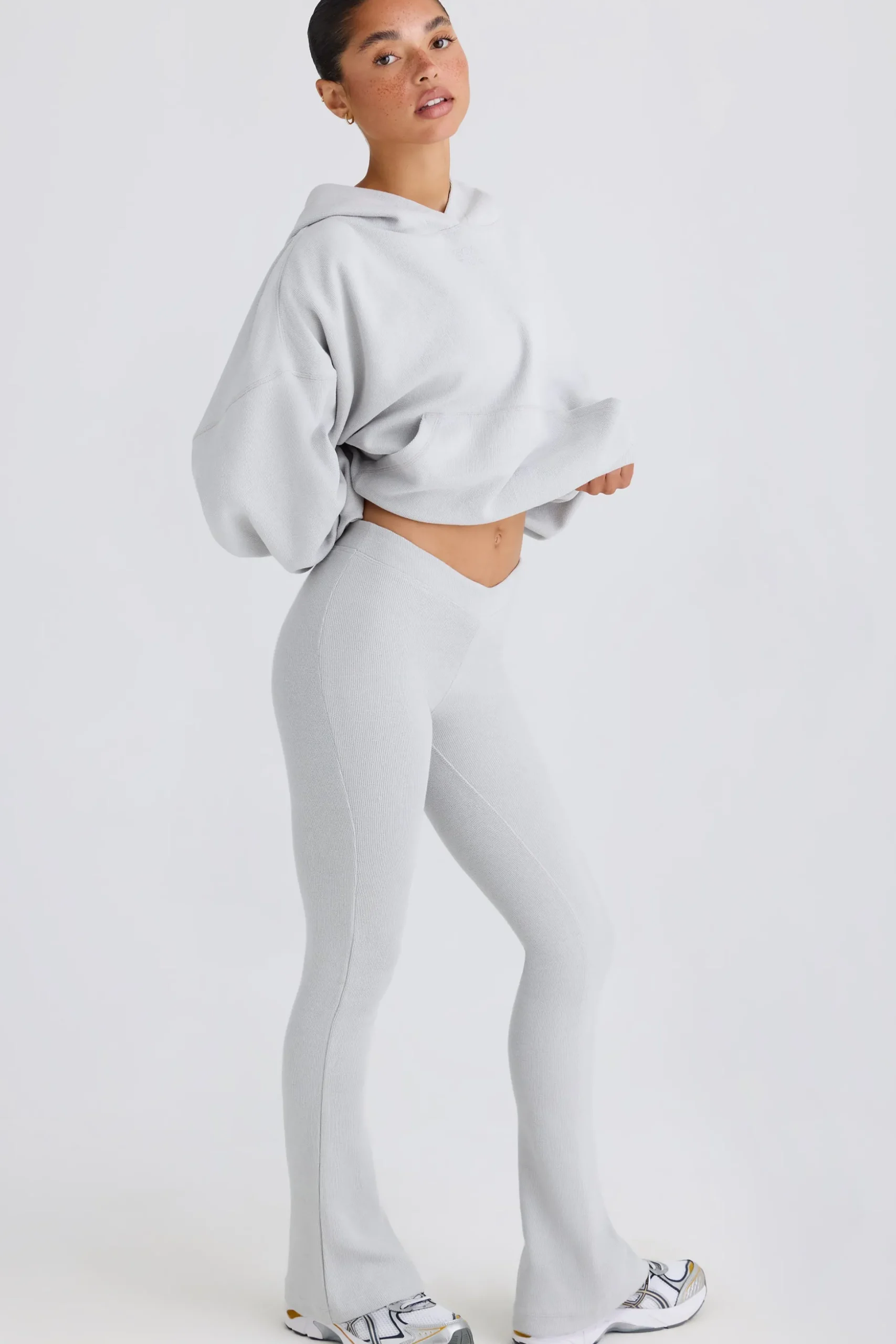 Oh Polly Petite^Petite Flared Trousers in Pacific Grey PacificGrey