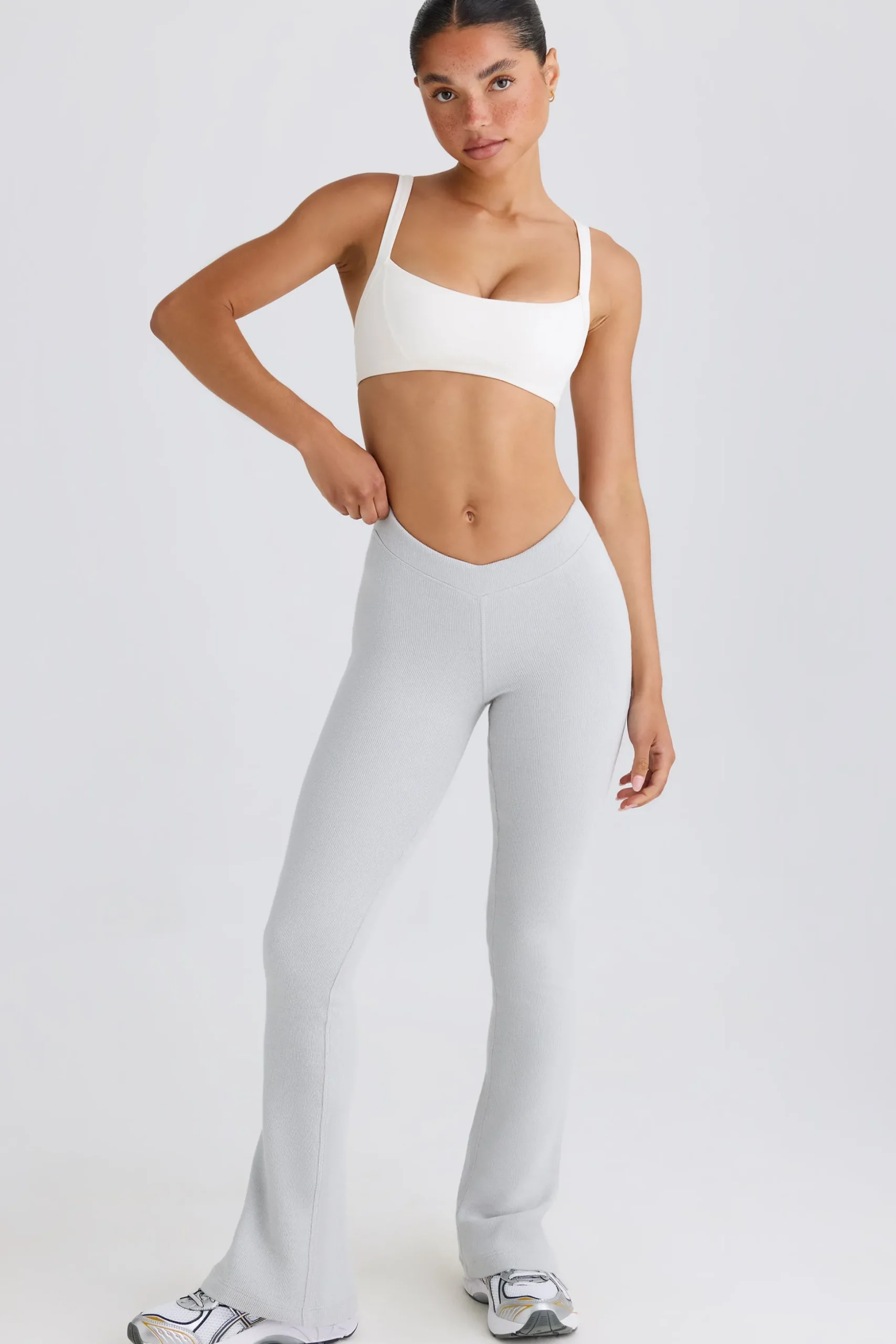 Oh Polly Petite^Petite Flared Trousers in Pacific Grey PacificGrey