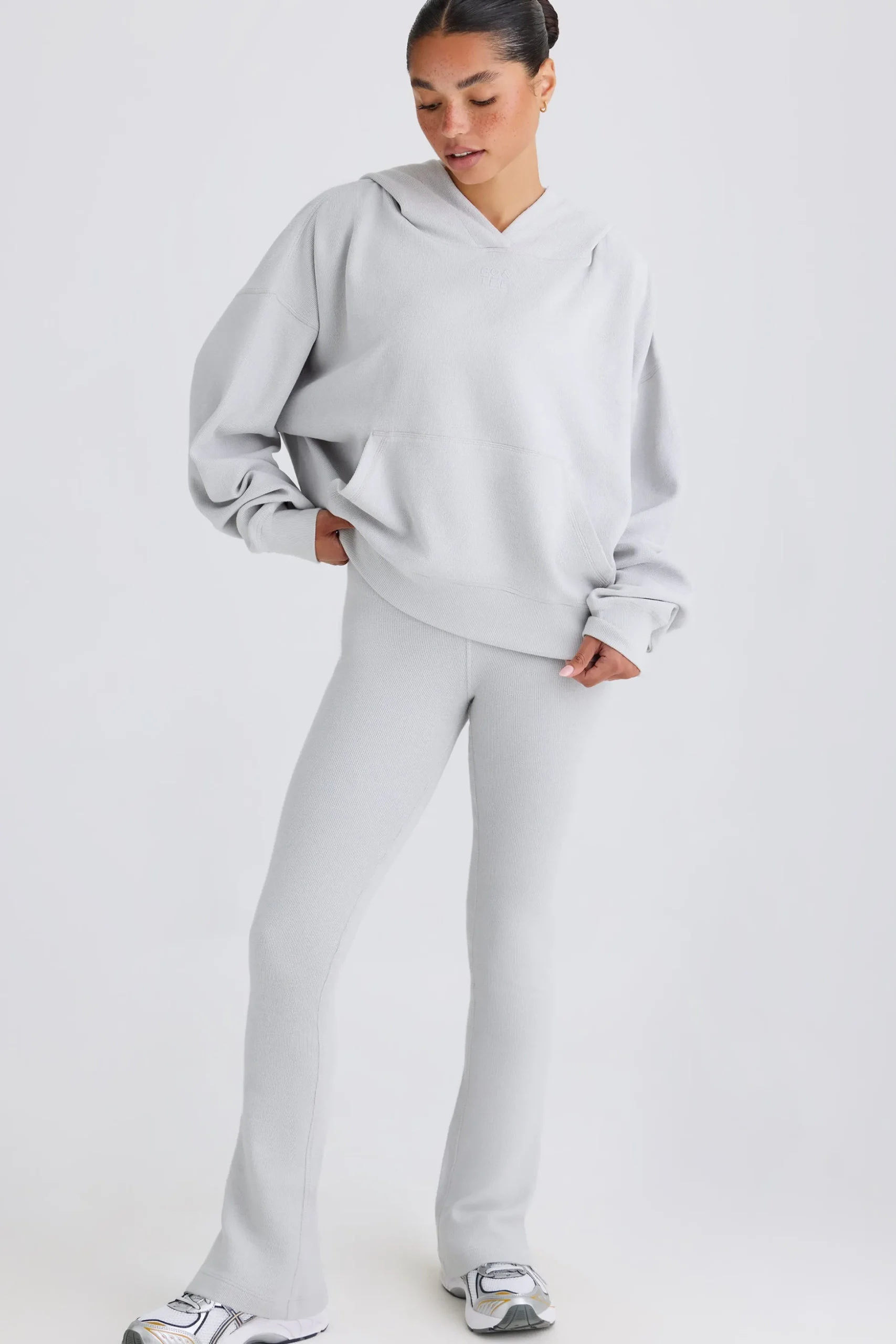 Oh Polly Petite^Petite Flared Trousers in Pacific Grey PacificGrey