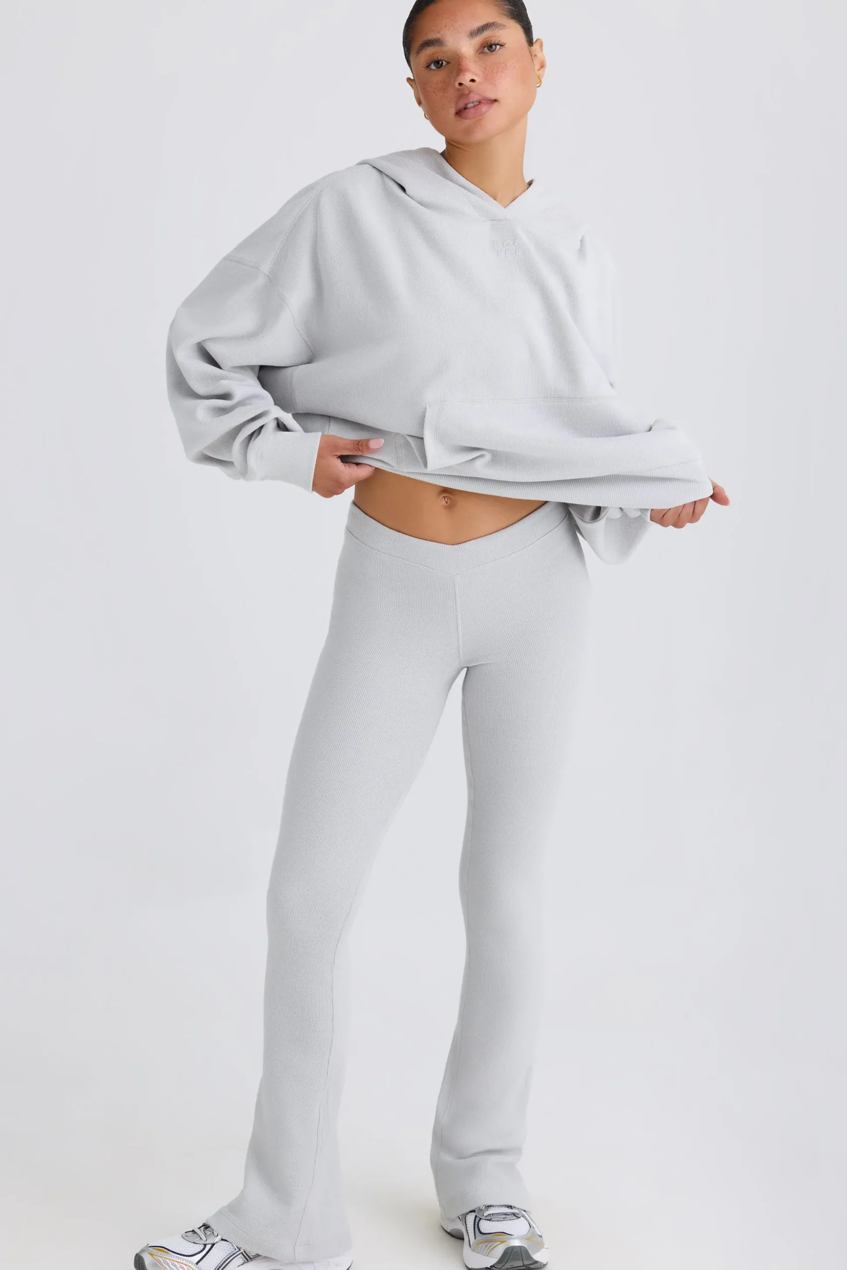 Oh Polly Petite^Petite Flared Trousers in Pacific Grey PacificGrey